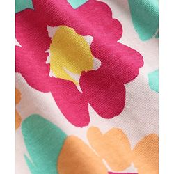 Babyhug Single Jersey Knit One Piece Dress with Half Sleeves and Floral Print - Peach