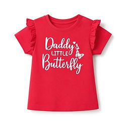Babyhug 100% Cotton Knit Full Sleeves T-Shirt with Daddy's Little Butterfly Print - Red