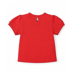 Babyhug 100% Cotton Knit Half Sleeves T-Shirt With Floral Print - Red