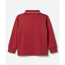 Babyhug 100% Cotton Knit Full Sleeves Polo T-Shirt With Dinosaur Embroidery - Red