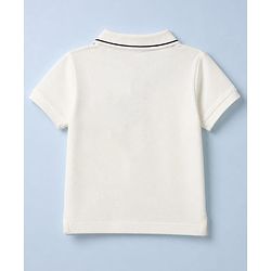 Babyhug 100% Cotton Knit Polo Tee with Half Sleeves and Sailboat Embroidery in White for 6-9 Months