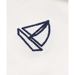 Babyhug 100% Cotton Knit Polo Tee with Half Sleeves and Sailboat Embroidery in White for 6-9 Months