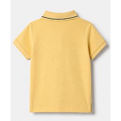 Babyhug 100% Cotton Knit Polo T-Shirt with Half Sleeves and Dinosaur Embroidery in Yellow