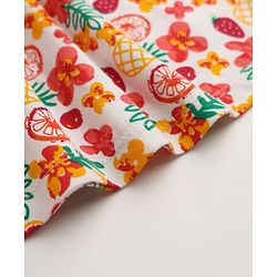 Babyhug Single Jersey Knit One Piece Dress with Half Sleeves and Tropical Fruit Print - White