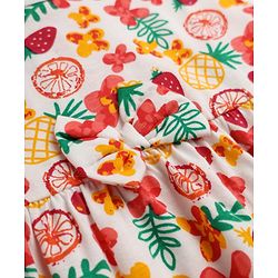 Babyhug Single Jersey Knit One Piece Dress with Half Sleeves and Tropical Fruit Print - White