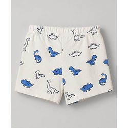 Babyhug 100% Cotton Knit Briefs with Dino & Stripes Print in Navy Blue & White Pack of 3