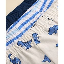 Babyhug 100% Cotton Knit Briefs with Dino & Stripes Print in Navy Blue & White Pack of 3