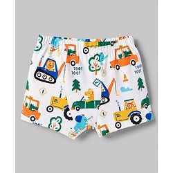 Babyhug 100% Cotton Single Jersey Knit Striped & JCB Printed Trunks Pack of 3 - Blue
