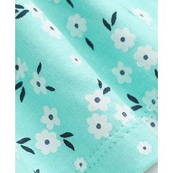 Babyhug Single Jersey Knit Half Sleeves One Piece Dress with Bow Applique and Floral Print - Aqua
