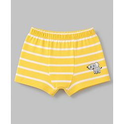 Babyhug 100% Cotton Single Jersey Knit Briefs With Animal Print & Stripes Pack of 3- Yellow, White & Green