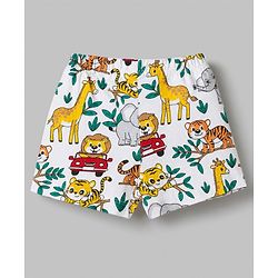 Babyhug 100% Cotton Single Jersey Knit Briefs With Animal Print & Stripes Pack of 3- Yellow, White & Green