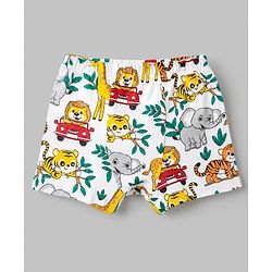 Babyhug 100% Cotton Single Jersey Knit Briefs With Animal Print & Stripes Pack of 3- Yellow, White & Green