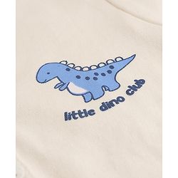 Babyhug 100% Cotton Interlock Knit Front Open Jhablas with Stripes & Dino Print in Blue & White Pack of 3