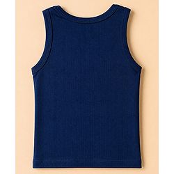Babyhug 100% Cotton Single Jersey Knit Vests with Dino & Stripes Print in Blue & White Pack of 3