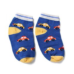 Cute Walk by Babyhug Knit Socks with Vehicles & Star Print Pack of 3 in Blue & Black
