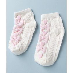 Cute Walk by Babyhug Knit Anti Bacterial Ankle Length Anti Skid Socks With Bow Design Pack of 3 - White