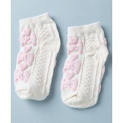 Cute Walk by Babyhug Knit Anti Bacterial Ankle Length Anti Skid Socks With Bow Design Pack of 3 - White