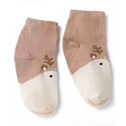 Cute Walk By Babyhug Poly Blends Knit Anti Bacterial Ankle Length Embroided Socks With Flower Design Pack of 3 - Sea Green, Light Peach & Off White