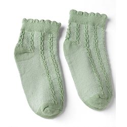 Cute Walk By Babyhug Poly Blends Knit Anti Bacterial Ankle Length Embroided Socks With Flower Design Pack of 3 - Sea Green, Light Peach & Off White