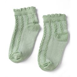 Cute Walk By Babyhug Poly Blends Knit Anti Bacterial Ankle Length Embroided Socks With Flower Design Pack of 3 - Sea Green, Light Peach & Off White