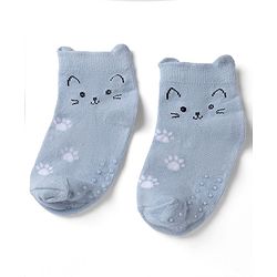 Cute Walk By Babyhug Poly Blends Knit Anti Bacterial Ankle Length Socks With Paw Desgin Pack of 3 - Light Pink, Beige & Blue