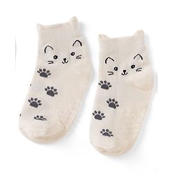 Cute Walk By Babyhug Poly Blends Knit Anti Bacterial Ankle Length Socks With Paw Desgin Pack of 3 - Light Pink, Beige & Blue