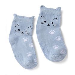 Cute Walk By Babyhug Poly Blends Knit Anti Bacterial Ankle Length Socks With Paw Desgin Pack of 3 - Light Pink, Beige & Blue