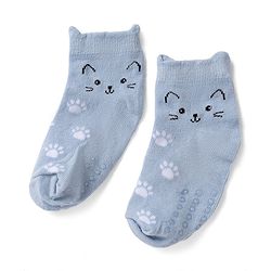 Cute Walk By Babyhug Poly Blends Knit Anti Bacterial Ankle Length Socks With Paw Desgin Pack of 3 - Light Pink, Beige & Blue
