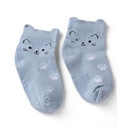 Cute Walk By Babyhug Poly Blends Knit Anti Bacterial Ankle Length Socks With Paw Desgin Pack of 3 - Light Pink, Beige & Blue