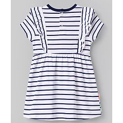 Babyhug Single Jersey Knit Half Sleeves Striped Frock and Bloomer Set With Floral Print - White