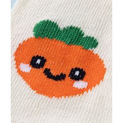 Cute Walk By Babyhug Poly Blends Knit Anti Bacterial Ankle Length Socks With Strawberry Design - Beige