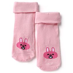 Cutewalk By Babyhug Cotton Mix Knit Anti-Bacterial Ankle Length Socks with Bunny Print in Pink