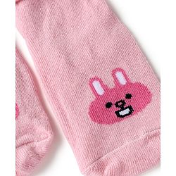 Cutewalk By Babyhug Cotton Mix Knit Anti-Bacterial Ankle Length Socks with Bunny Print in Pink