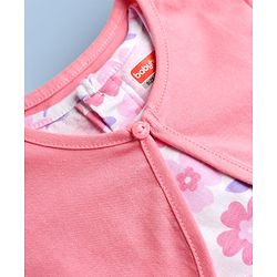 Babyhug Cotton Single Jersey Knit Half Sleeves Floral Printed Frock with Shrug - Pink