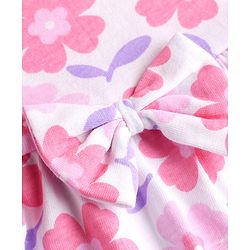 Babyhug Cotton Single Jersey Knit Half Sleeves Floral Printed Frock with Shrug - Pink