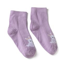 Cute Walk by Babyhug Knit Anti Bacterial Ankle Length Socks With Bunny Floral & Polka Dots Design Pack of 3 - Red Pink & Purple