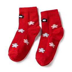 Cute Walk by Babyhug Knit Anti Bacterial Ankle Length Socks With Bunny Floral & Polka Dots Design Pack of 3 - Red Pink & Purple