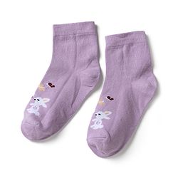 Cute Walk by Babyhug Knit Anti Bacterial Ankle Length Socks With Bunny Floral & Polka Dots Design Pack of 3 - Red Pink & Purple