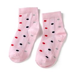 Cute Walk by Babyhug Knit Anti Bacterial Ankle Length Socks With Bunny Floral & Polka Dots Design Pack of 3 - Red Pink & Purple