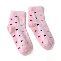 Cute Walk by Babyhug Knit Anti Bacterial Ankle Length Socks With Bunny Floral & Polka Dots Design Pack of 3 - Red Pink & Purple