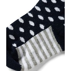 Cute Walk by Babyhug Non Terry Knit Anti-bacterial Ankle Length Striped Socks With Star Design Pack of 3 - Black & Beige