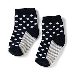Cute Walk by Babyhug Non Terry Knit Anti-bacterial Ankle Length Striped Socks With Star Design Pack of 3 - Black & Beige