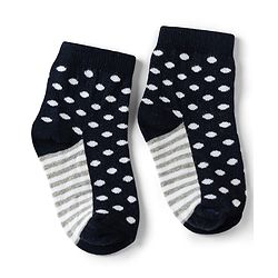 Cute Walk by Babyhug Non Terry Knit Anti-bacterial Ankle Length Striped Socks With Star Design Pack of 3 - Black & Beige