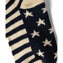 Cute Walk by Babyhug Non Terry Knit Anti-bacterial Ankle Length Striped Socks With Star Design Pack of 3 - Black & Beige