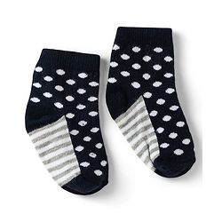 Cute Walk by Babyhug Non Terry Knit Anti-bacterial Ankle Length Striped Socks With Star Design Pack of 3 - Black & Beige