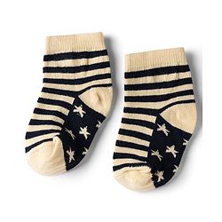 Cute Walk by Babyhug Non Terry Knit Anti-bacterial Ankle Length Striped Socks With Star Design Pack of 3 - Black & Beige