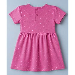 Babyhug Single Jersey Knit Frocks with Half Sleeves and Dots Print Pack of 2 in Peach & Pink