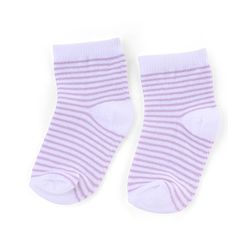 Cute Walk by Babyhug Knit Anti-Bacterial Ankle Length Striped Socks With Star Design Pack of 5 - White & Lilac