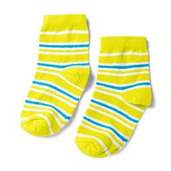 Cute Walk by Babyhug Non Terry Knit Anti-bacterial Ankle Length Striped Socks With Star Design Pack of 5 - Black, Yellow & Bllue