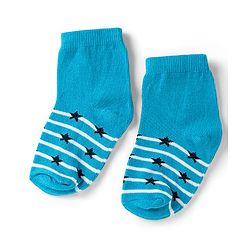 Cute Walk by Babyhug Non Terry Knit Anti-bacterial Ankle Length Striped Socks With Star Design Pack of 5 - Black, Yellow & Bllue